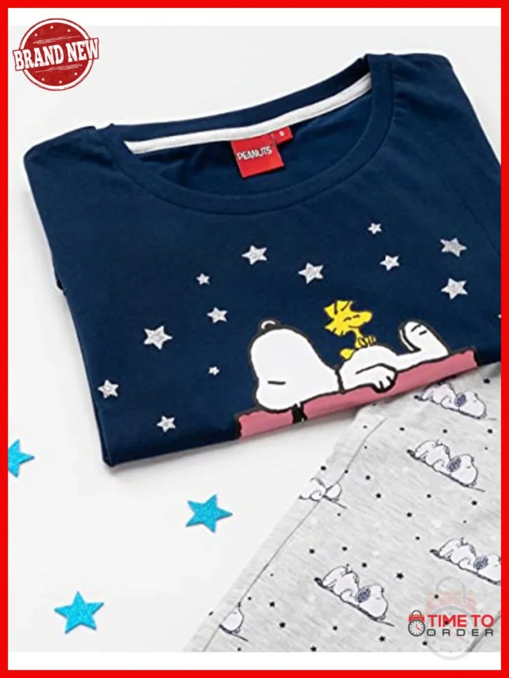 100% Cotton Snoopy Pajama Set Short Sleeve Pjs for Women
